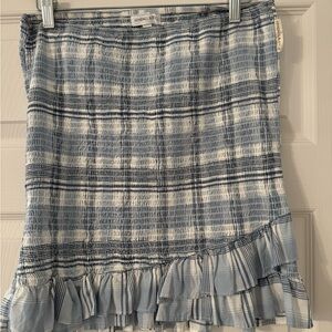 Kendall & Kylie Chaga blue plaid ruched ruffled skirt. ADORABLE!!! Stretchy